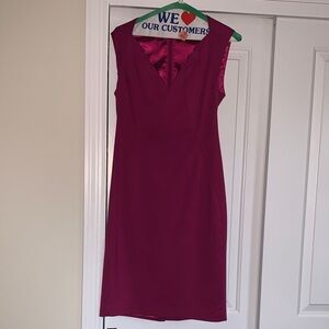 Tahari Sleeveless Sheath Dress in Vibrant Magenta